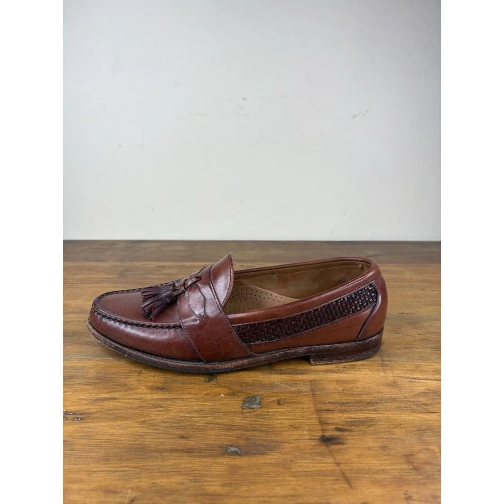 Vintage FootJoy Classics Street Loafers Shoes 9.5C Brown Calfskin Woven USA